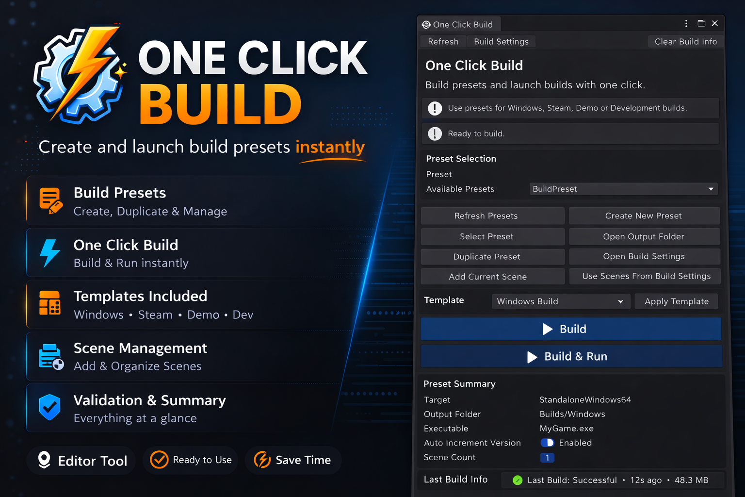One Click Build tool screenshot